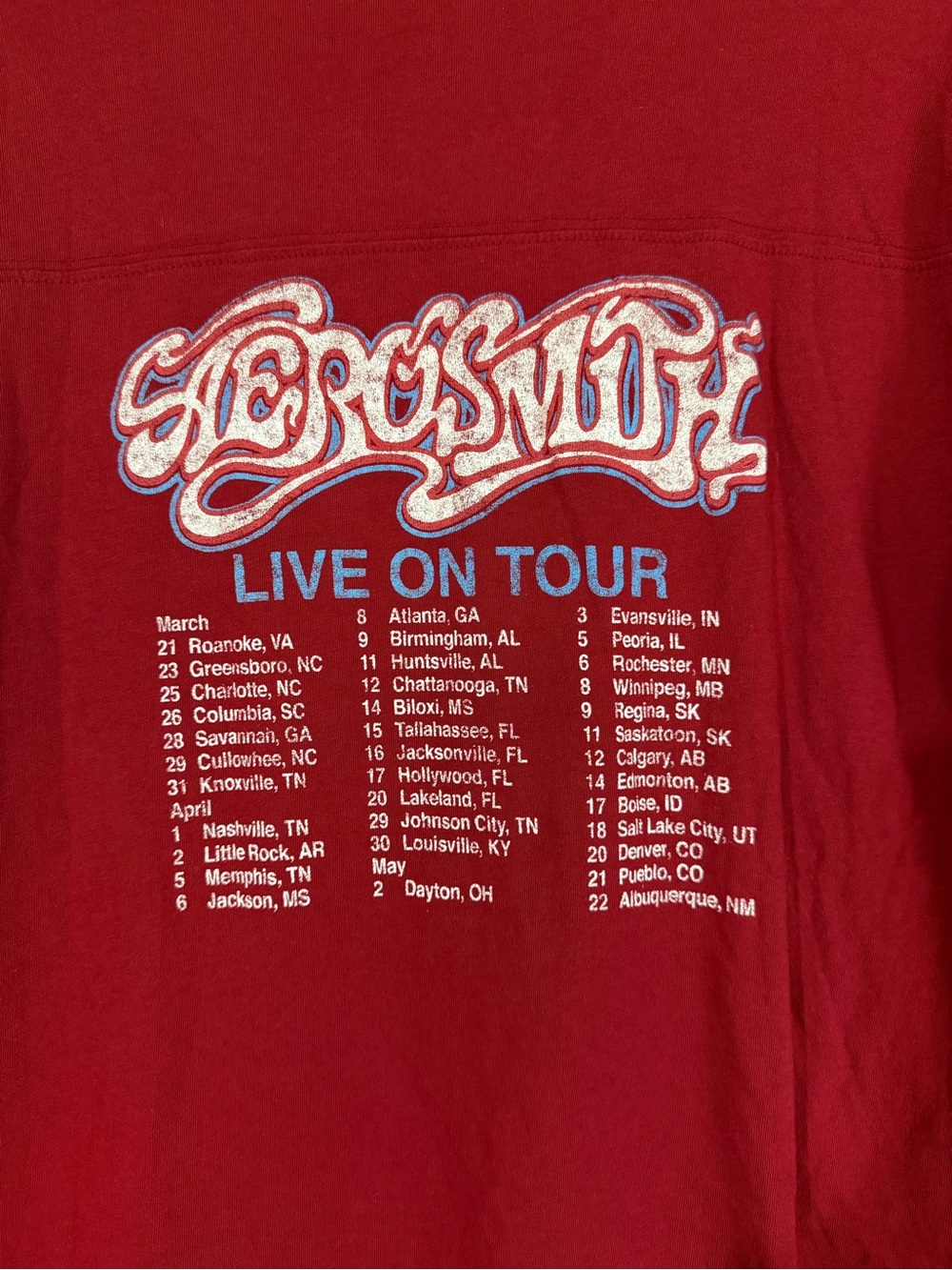 Trunk LTD free people Aerosmith Live On Tour Band Graphic Red T-Shirt Med Rock - Picture 8 of 8